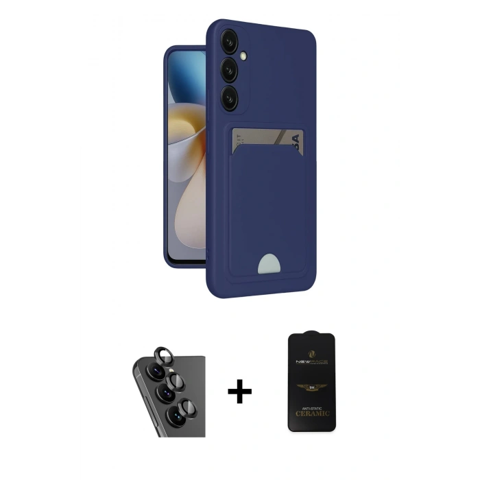 MARSİLYAN™- Galaxy A25 5G Kılıf Vadi Çizgi Prime - Siyah 6D Antistatik Mat Seramik Hayalet Nano Ekran Koruyucu + Valdez Metal Kamera Lens - SH