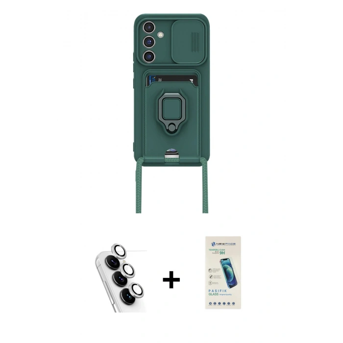 MARSİLYAN™- Galaxy A25 5G Kılıf Vadi Form Prime - Şeffaf Pasifik Cam Ekran Koruyucu + Valdez Metal Kamera Lens - GS