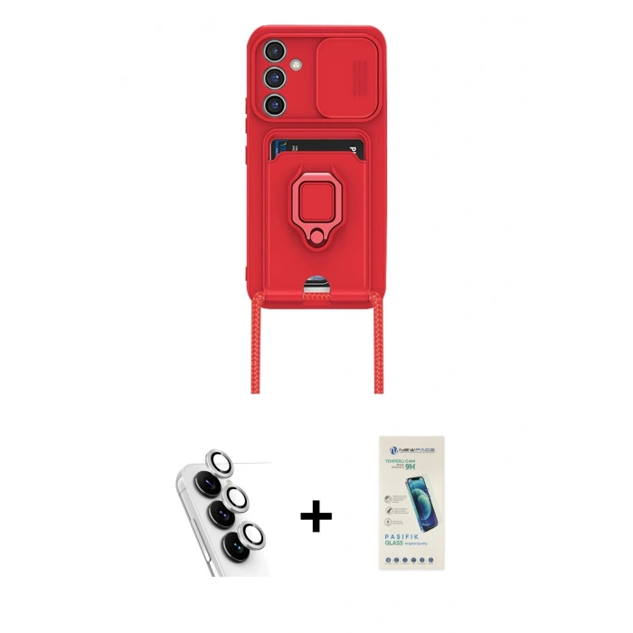 MARSİLYAN™- Galaxy A25 5G Kılıf Vadi Form Prime - Şeffaf Pasifik Cam Ekran Koruyucu + Valdez Metal Kamera Lens - GS