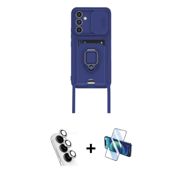 MARSİLYAN™- Galaxy A25 5G Kılıf Vadi Form Prime - Siyah 3D Antistatik Cam Ekran Koruyucu + Valdez Metal Kamera Lens - GS