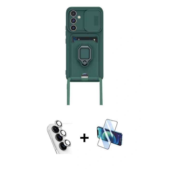 MARSİLYAN™- Galaxy A25 5G Kılıf Vadi Form Prime - Siyah 3D Antistatik Cam Ekran Koruyucu + Valdez Metal Kamera Lens - GS
