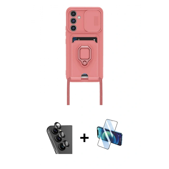 MARSİLYAN™- Galaxy A25 5G Kılıf Vadi Form Prime - Siyah 3D Antistatik Cam Ekran Koruyucu + Valdez Metal Kamera Lens - SH