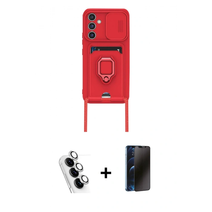 MARSİLYAN™- Galaxy A25 5G Kılıf Vadi Form Prime - Siyah 3D Antistatik Hayalet Cam Ekran Koruyucu + Valdez Metal Kamera Lens - GS