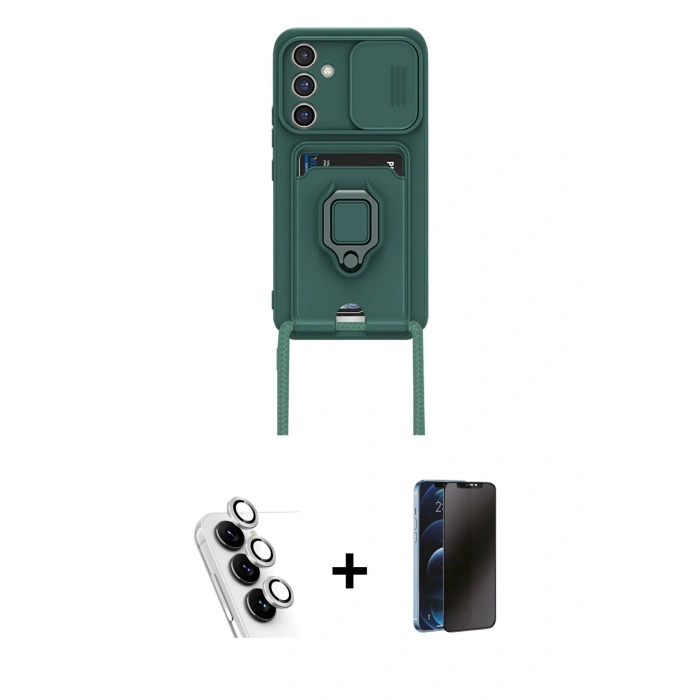 MARSİLYAN™- Galaxy A25 5G Kılıf Vadi Form Prime - Siyah 3D Antistatik Hayalet Cam Ekran Koruyucu + Valdez Metal Kamera Lens - GS