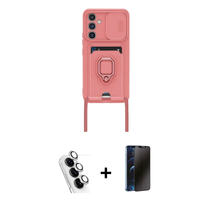 MARSİLYAN™- Galaxy A25 5G Kılıf Vadi Form Prime - Siyah 3D Antistatik Hayalet Cam Ekran Koruyucu + Valdez Metal Kamera Lens - GS