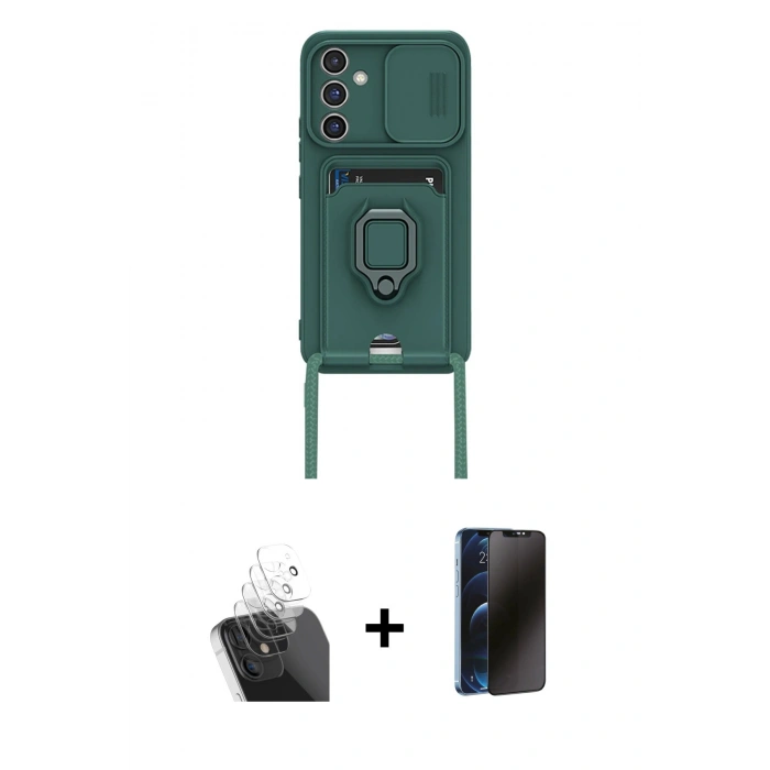 MARSİLYAN™- Galaxy A25 5G Kılıf Vadi Form Prime - Siyah 3D Antistatik Hayalet Cam Ekran Koruyucu + Kamera Lens Koruma Cam - SF