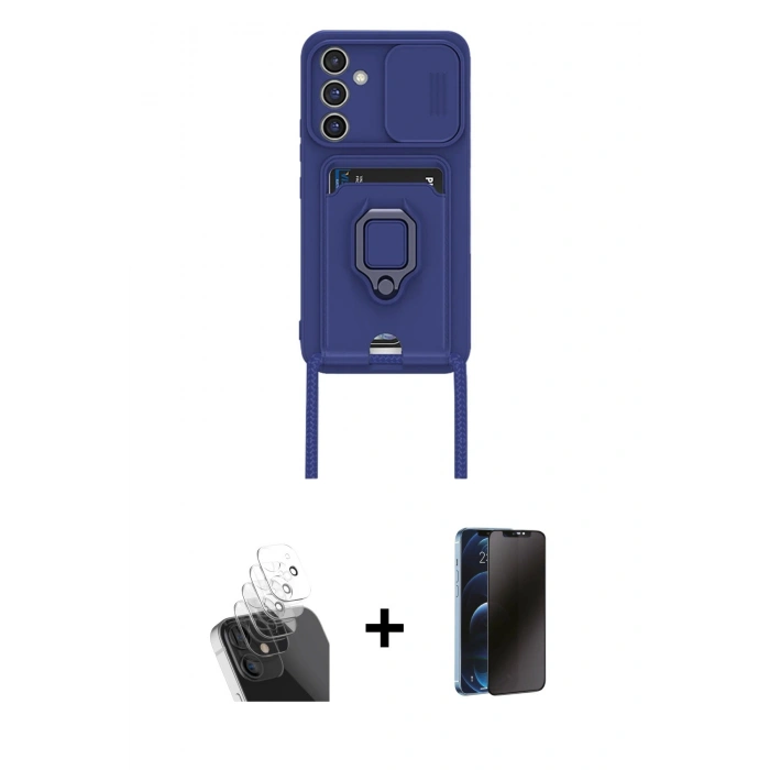 MARSİLYAN™- Galaxy A25 5G Kılıf Vadi Form Prime - Siyah 3D Antistatik Hayalet Cam Ekran Koruyucu + Kamera Lens Koruma Cam - SF