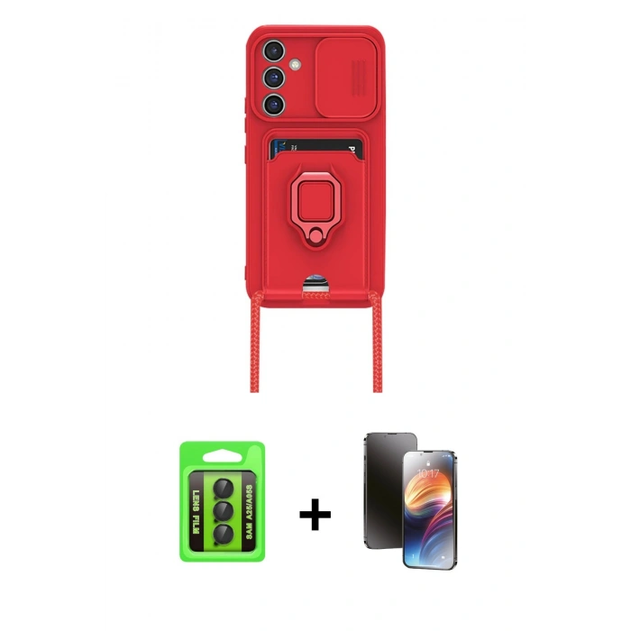 MARSİLYAN™- Galaxy A25 5G Kılıf Vadi Form Prime - Siyah 3D Antistatik Mat Seramik Nano Ekran Koruyucu + Raze Metal Kamera Lens - SH