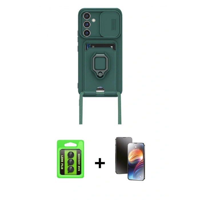 MARSİLYAN™- Galaxy A25 5G Kılıf Vadi Form Prime - Siyah 3D Antistatik Mat Seramik Nano Ekran Koruyucu + Raze Metal Kamera Lens - SH