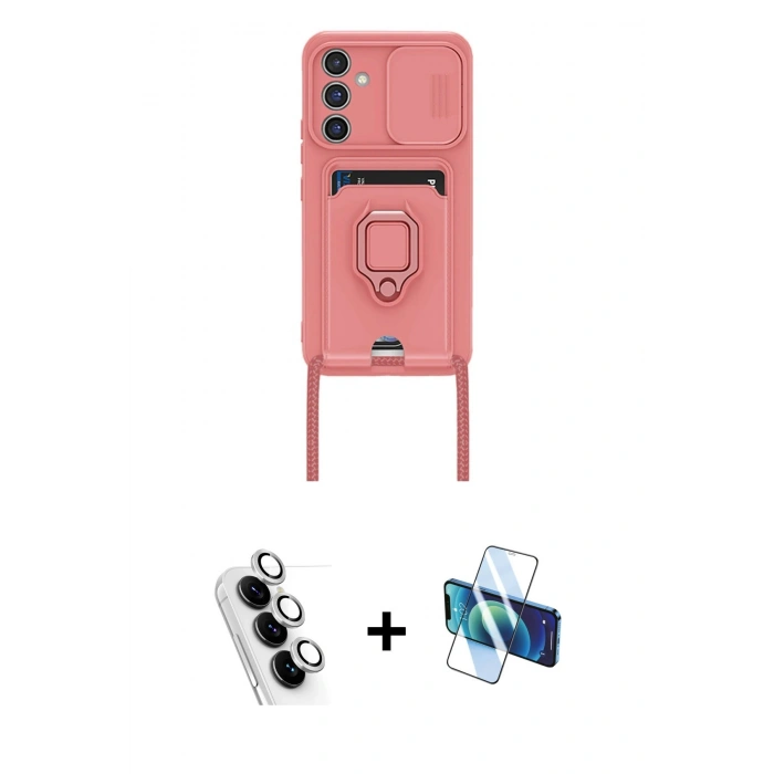 MARSİLYAN™- Galaxy A25 5G Kılıf Vadi Form Prime - Siyah 3D Antistatik Seramik Nano Ekran Koruyucu + Valdez Metal Kamera Lens - GS