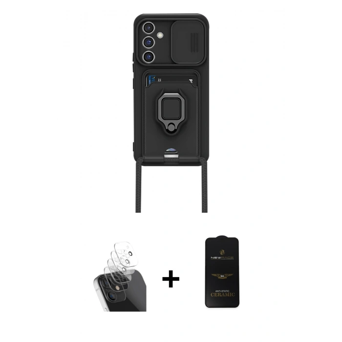 MARSİLYAN™- Galaxy A25 5G Kılıf Vadi Form Prime - Siyah 6D Antistatik Mat Seramik Hayalet Nano Ekran Koruyucu + Kamera Lens Koruma Cam - SF