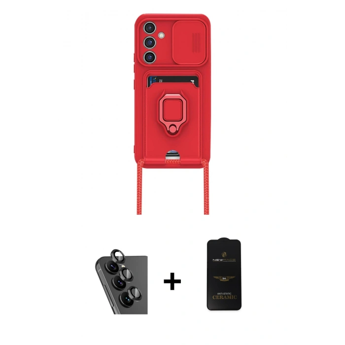 MARSİLYAN™- Galaxy A25 5G Kılıf Vadi Form Prime - Siyah 6D Antistatik Mat Seramik Hayalet Nano Ekran Koruyucu + Valdez Metal Kamera Lens - SH