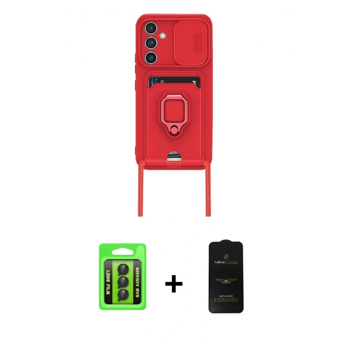 MARSİLYAN™- Galaxy A25 5G Kılıf Vadi Form Prime - Siyah 6D Antistatik Mat Seramik Hayalet Nano Ekran Koruyucu + Raze Metal Kamera Lens - SH