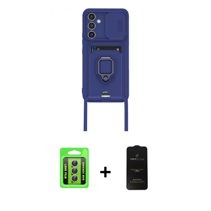 MARSİLYAN™- Galaxy A25 5G Kılıf Vadi Form Prime - Siyah 6D Antistatik Mat Seramik Hayalet Nano Ekran Koruyucu + Raze Metal Kamera Lens - GS