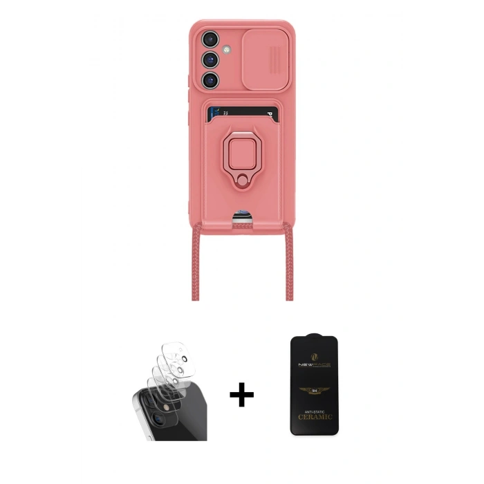 MARSİLYAN™- Galaxy A25 5G Kılıf Vadi Form Prime - Siyah 6D Antistatik Mat Seramik Hayalet Nano Ekran Koruyucu + Kamera Lens Koruma Cam - SF