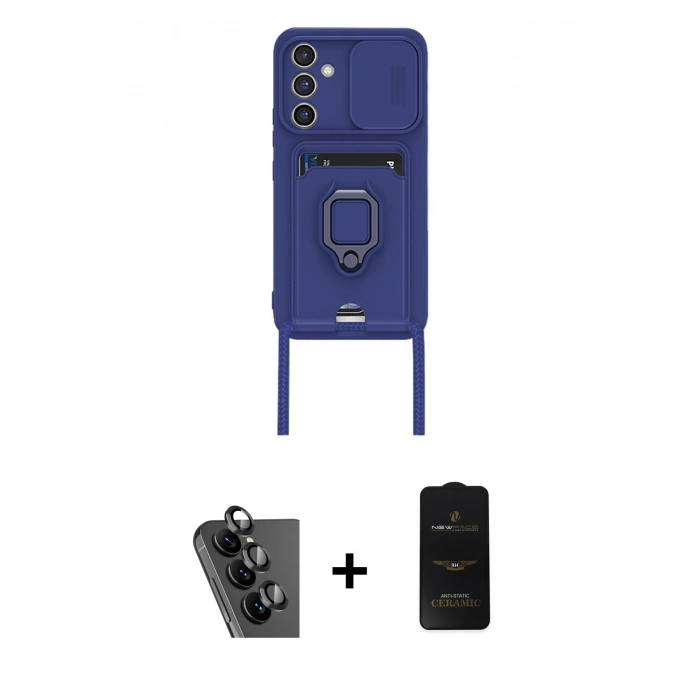 MARSİLYAN™- Galaxy A25 5G Kılıf Vadi Form Prime - Siyah 6D Antistatik Mat Seramik Hayalet Nano Ekran Koruyucu + Valdez Metal Kamera Lens - SH