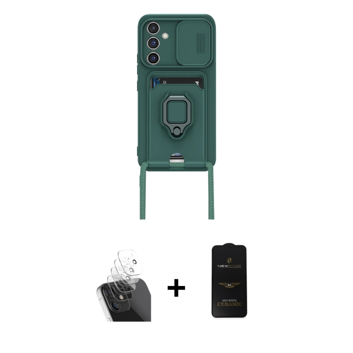 MARSİLYAN™- Galaxy A25 5G Kılıf Vadi Form Prime - Siyah 6D Antistatik Mat Seramik Hayalet Nano Ekran Koruyucu + Kamera Lens Koruma Cam - SF