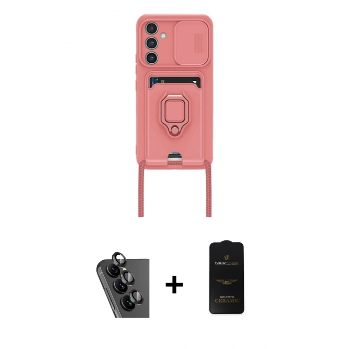 MARSİLYAN™- Galaxy A25 5G Kılıf Vadi Form Prime - Siyah 6D Antistatik Mat Seramik Hayalet Nano Ekran Koruyucu + Valdez Metal Kamera Lens - SH