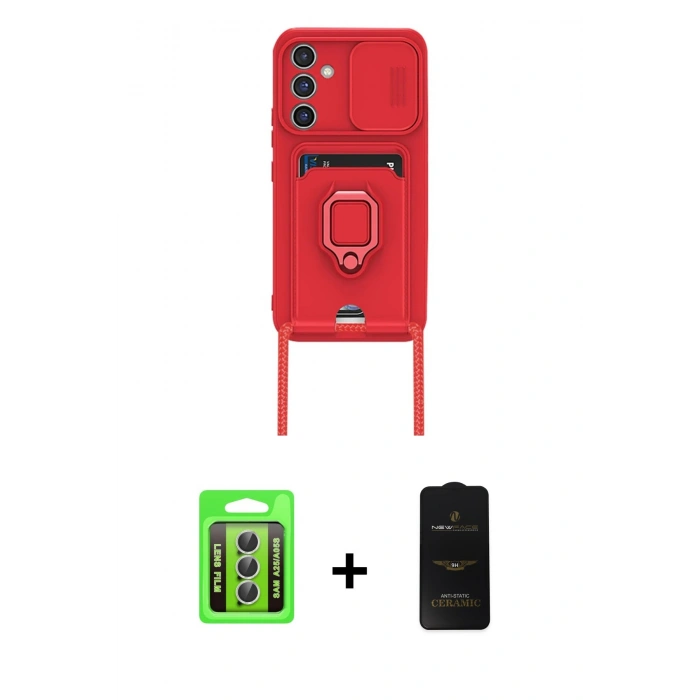 MARSİLYAN™- Galaxy A25 5G Kılıf Vadi Form Prime - Siyah 6D Antistatik Mat Seramik Hayalet Nano Ekran Koruyucu + Raze Metal Kamera Lens - GS
