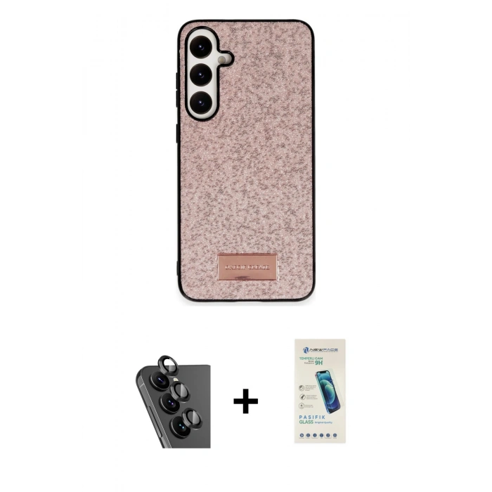 MARSİLYAN™- Galaxy A25 5G Kılıf Vadi Klasik Serisi - Şeffaf Pasifik Cam Ekran Koruyucu + Valdez Metal Kamera Lens - SH
