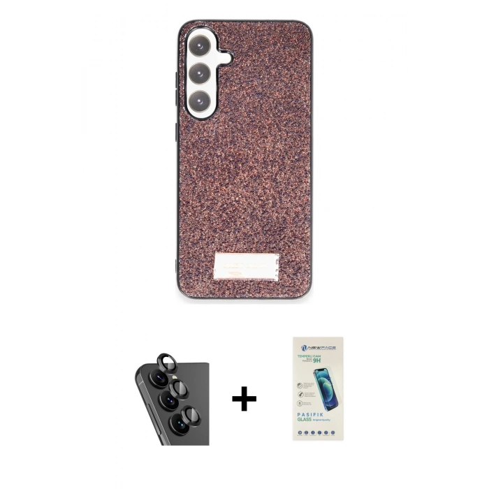 MARSİLYAN™- Galaxy A25 5G Kılıf Vadi Klasik Serisi - Şeffaf Pasifik Cam Ekran Koruyucu + Valdez Metal Kamera Lens - SH