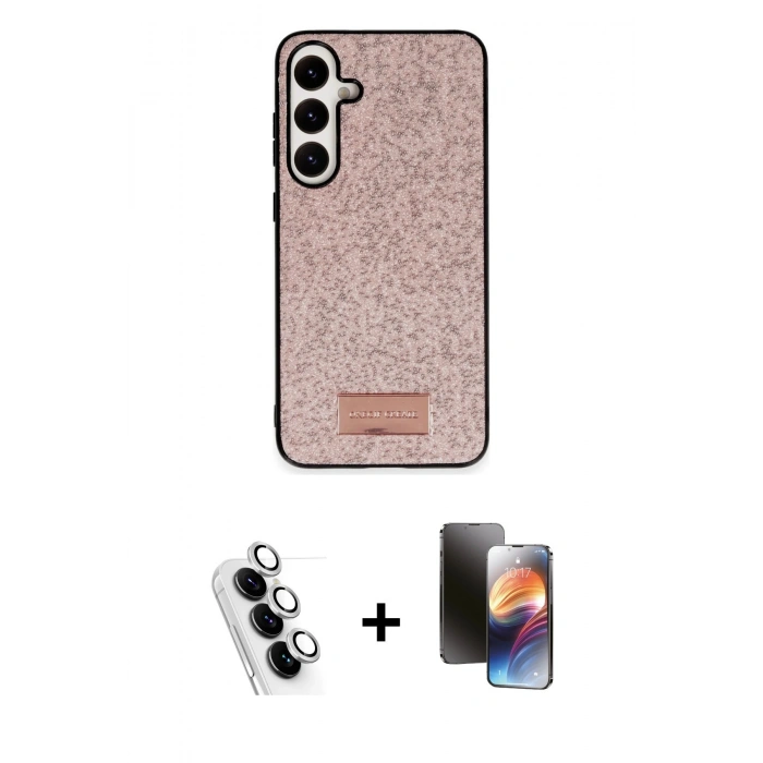 MARSİLYAN™- Galaxy A25 5G Kılıf Vadi Klasik Serisi - Siyah 3D Antistatik Mat Seramik Nano Ekran Koruyucu + Valdez Metal Kamera Lens - GS