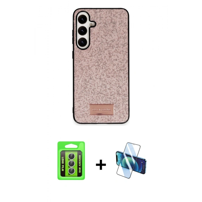 MARSİLYAN™- Galaxy A25 5G Kılıf Vadi Klasik Serisi - Siyah 3D Antistatik Seramik Nano Ekran Koruyucu + Raze Metal Kamera Lens - GS