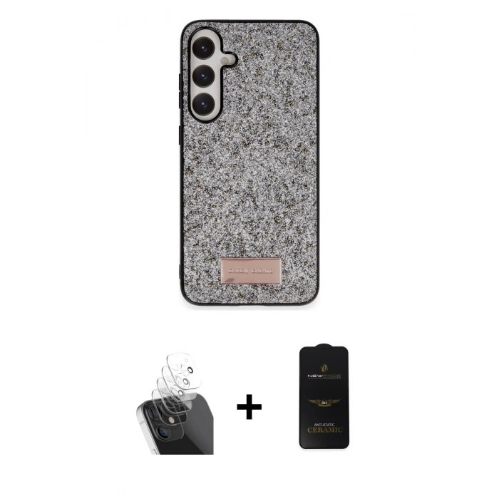 MARSİLYAN™- Galaxy A25 5G Kılıf Vadi Klasik Serisi - Siyah 6D Antistatik Mat Seramik Hayalet Nano Ekran Koruyucu + Kamera Lens Koruma Cam - SF