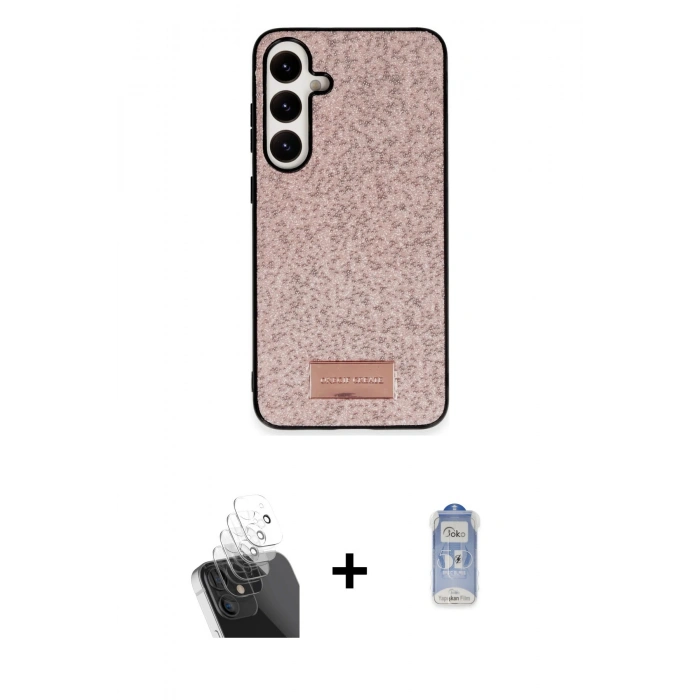 MARSİLYAN™- Galaxy A25 5G Kılıf Vadi Klasik Serisi - Siyah Joko Magic 5D Cam + Şeffaf Kamera Lens Koruma Cam