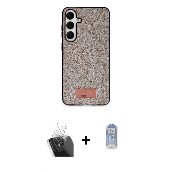 MARSİLYAN™- Galaxy A25 5G Kılıf Vadi Klasik Serisi - Siyah Joko Magic 5D Cam + Şeffaf Kamera Lens Koruma Cam