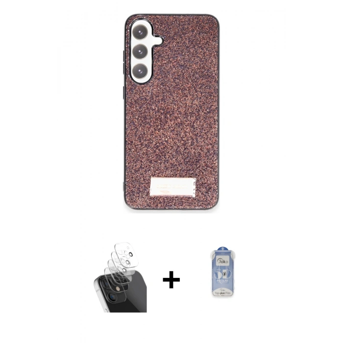 MARSİLYAN™- Galaxy A25 5G Kılıf Vadi Klasik Serisi - Siyah Joko Magic 5D Cam + Şeffaf Kamera Lens Koruma Cam