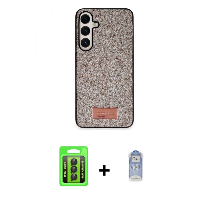 MARSİLYAN™- Galaxy A25 5G Kılıf Vadi Klasik Serisi - Siyah Joko Magic 5D Cam + Raze Metal Kamera Lens - SH