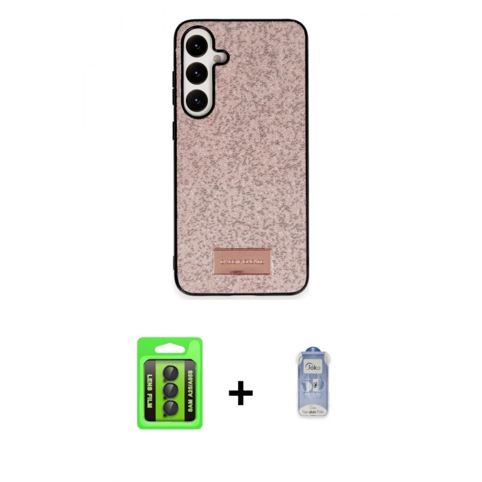 MARSİLYAN™- Galaxy A25 5G Kılıf Vadi Klasik Serisi - Siyah Joko Magic 5D Cam + Raze Metal Kamera Lens - SH