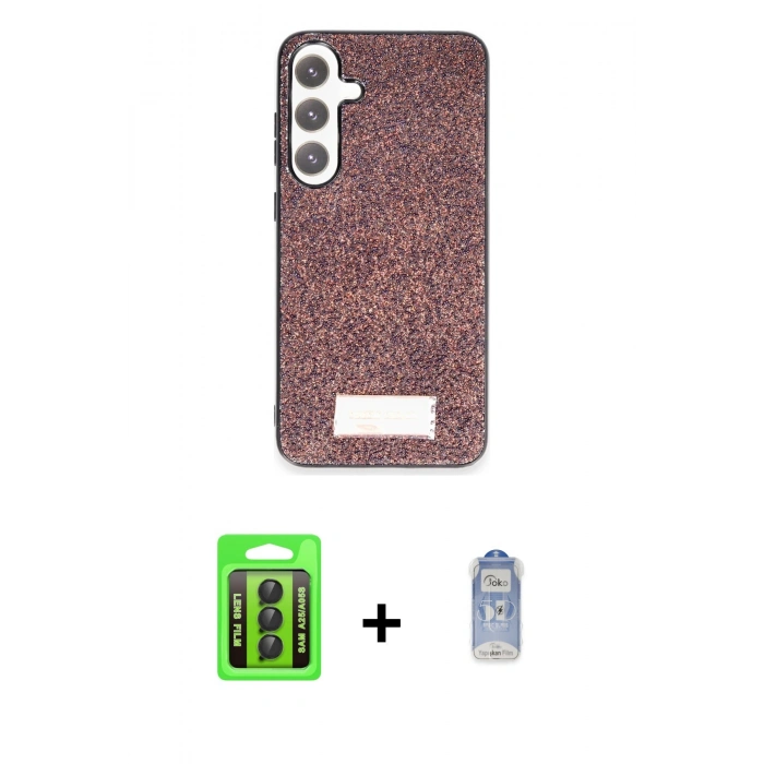 MARSİLYAN™- Galaxy A25 5G Kılıf Vadi Klasik Serisi - Siyah Joko Magic 5D Cam + Raze Metal Kamera Lens - SH