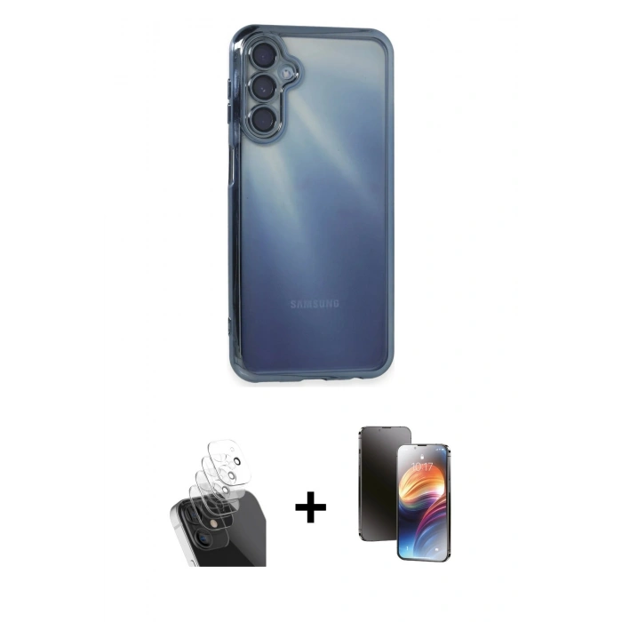 MARSİLYAN™- Galaxy A25 5G Kılıf Vadi Minimal - Siyah 3D Antistatik Mat Seramik Nano Ekran Koruyucu + Kamera Lens Koruma Cam - SF
