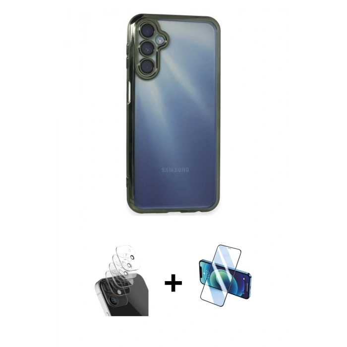 MARSİLYAN™- Galaxy A25 5G Kılıf Vadi Minimal - Siyah 3D Antistatik Seramik Nano Ekran Koruyucu + Kamera Lens Koruma Cam - SF