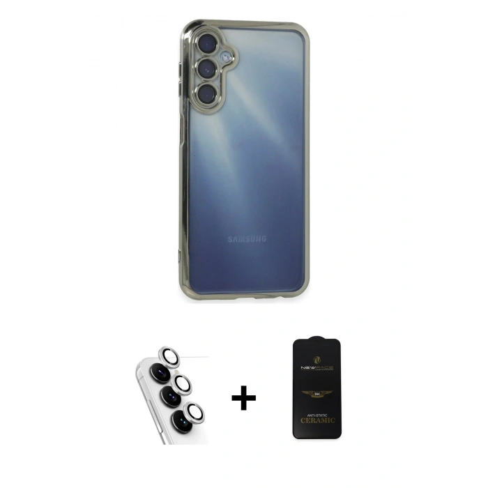 MARSİLYAN™- Galaxy A25 5G Kılıf Vadi Minimal - Siyah 6D Antistatik Mat Seramik Hayalet Nano Ekran Koruyucu + Valdez Metal Kamera Lens - GS
