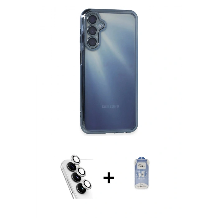 MARSİLYAN™- Galaxy A25 5G Kılıf Vadi Minimal - Siyah Joko Magic 5D Cam + Valdez Metal Kamera Lens - GS