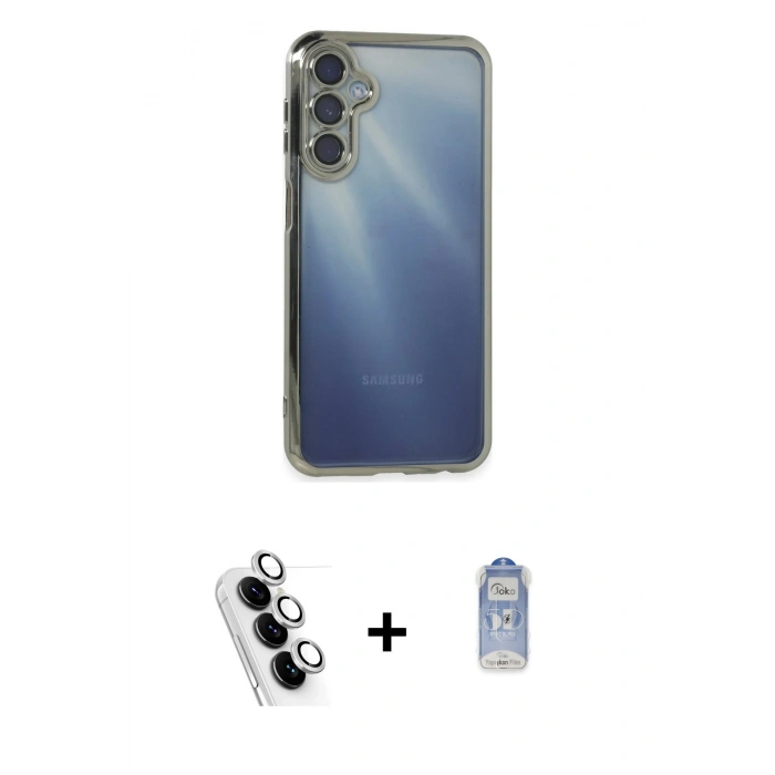 MARSİLYAN™- Galaxy A25 5G Kılıf Vadi Minimal - Siyah Joko Magic 5D Cam + Valdez Metal Kamera Lens - GS