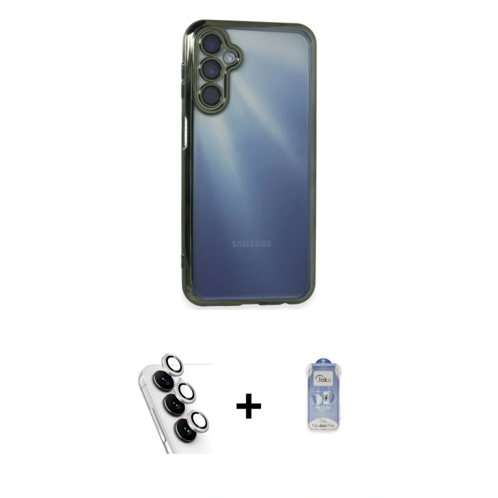 MARSİLYAN™- Galaxy A25 5G Kılıf Vadi Minimal - Siyah Joko Magic 5D Cam + Valdez Metal Kamera Lens - GS