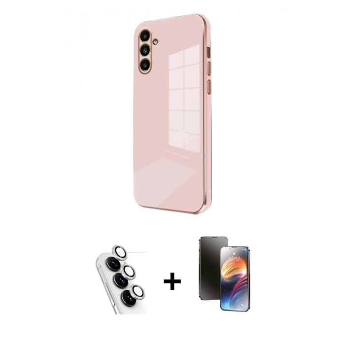 MARSİLYAN™- Galaxy A25 5G Kılıf Yankı Serisi - Siyah 3D Antistatik Mat Seramik Nano Ekran Koruyucu + Valdez Metal Kamera Lens - GS