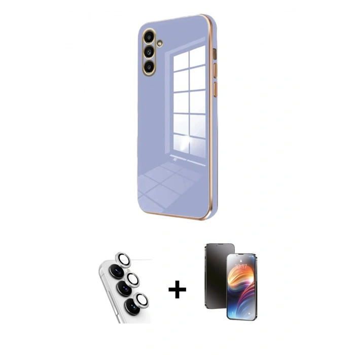 MARSİLYAN™- Galaxy A25 5G Kılıf Yankı Serisi - Siyah 3D Antistatik Mat Seramik Nano Ekran Koruyucu + Valdez Metal Kamera Lens - GS