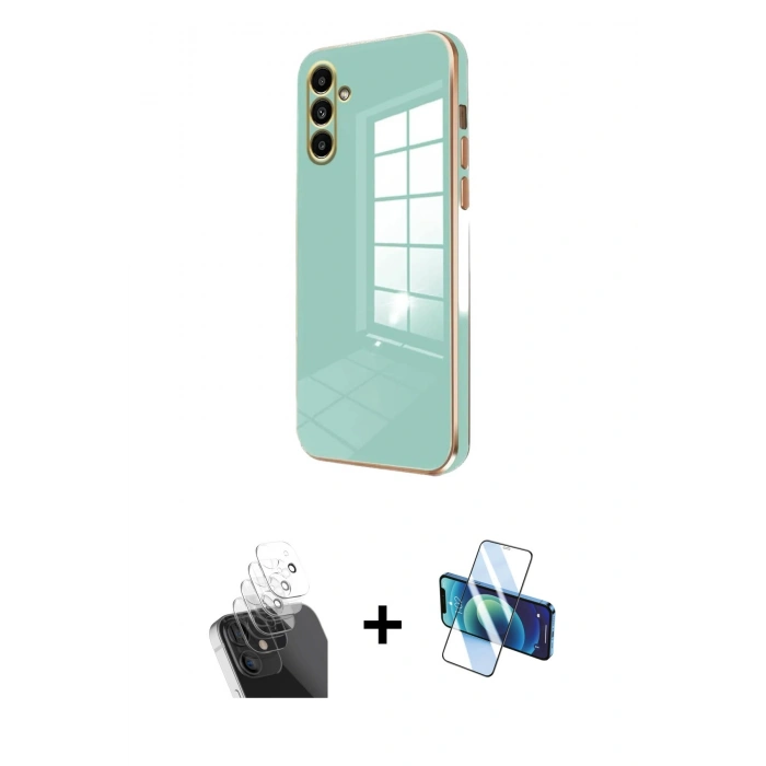 MARSİLYAN™- Galaxy A25 5G Kılıf Yankı Serisi - Siyah 3D Antistatik Seramik Nano Ekran Koruyucu + Kamera Lens Koruma Cam - SF