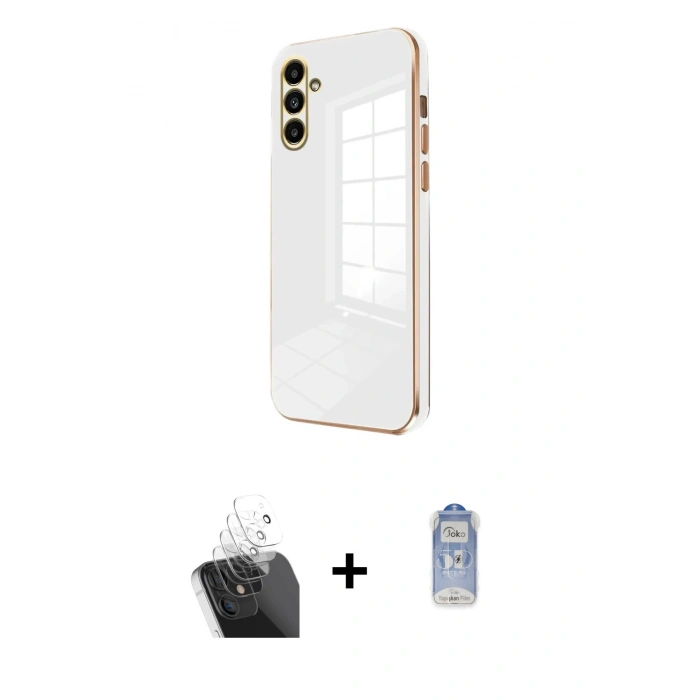 MARSİLYAN™- Galaxy A25 5G Kılıf Yankı Serisi - Siyah Joko Magic 5D Cam + Kamera Lens Koruma Cam - SF