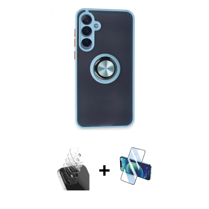 MARSİLYAN™- Galaxy A25 5G Kılıf Yörünge Çizgi - Siyah 3D Antistatik Seramik Nano Ekran Koruyucu + Kamera Lens Koruma Cam - SF