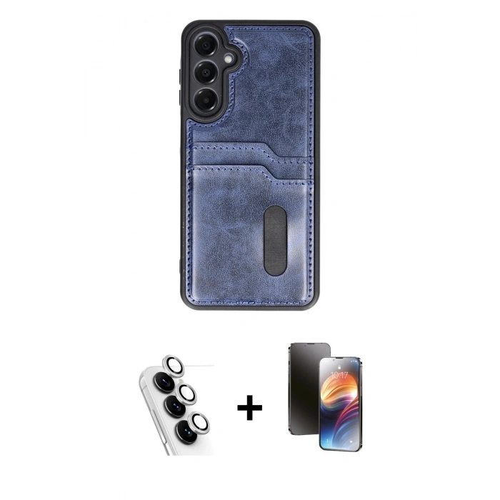 MARSİLYAN™- Galaxy A25 5G Kılıf Yörünge Işık Serisi - Siyah 3D Antistatik Mat Seramik Nano Ekran Koruyucu + Valdez Metal Kamera Lens - GS