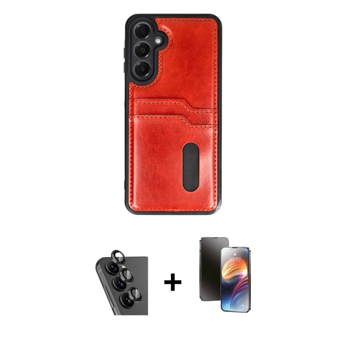MARSİLYAN™- Galaxy A25 5G Kılıf Yörünge Işık Serisi - Siyah 3D Antistatik Mat Seramik Nano Ekran Koruyucu + Valdez Metal Kamera Lens - SH