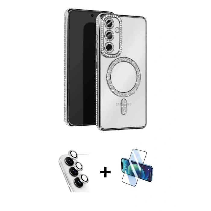 MARSİLYAN™- Galaxy A25 5G Kılıf Zirve Doku Prime - Siyah 3D Antistatik Seramik Nano Ekran Koruyucu + Valdez Metal Kamera Lens - GS