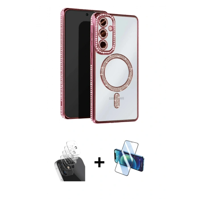 MARSİLYAN™- Galaxy A25 5G Kılıf Zirve Doku Prime - Siyah 3D Antistatik Seramik Nano Ekran Koruyucu + Kamera Lens Koruma Cam - SF