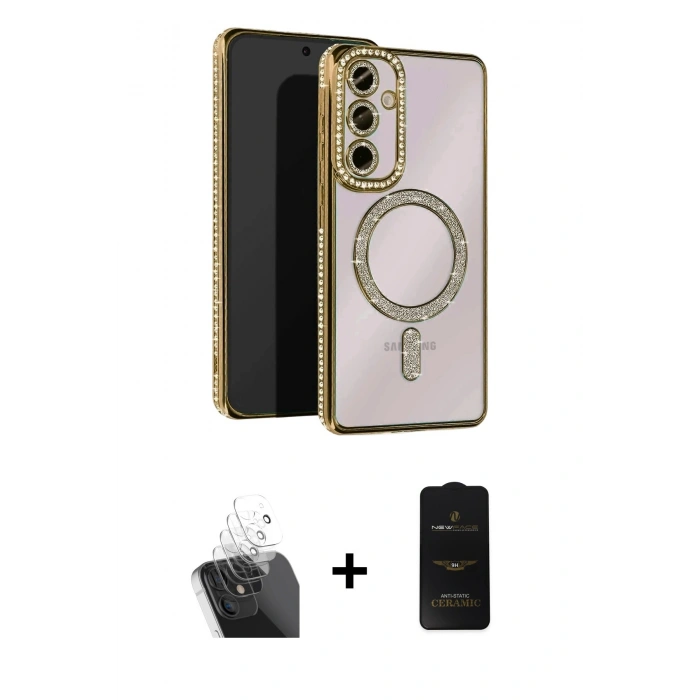 MARSİLYAN™- Galaxy A25 5G Kılıf Zirve Doku Prime - Siyah 6D Antistatik Mat Seramik Hayalet Nano Ekran Koruyucu + Kamera Lens Koruma Cam - SF